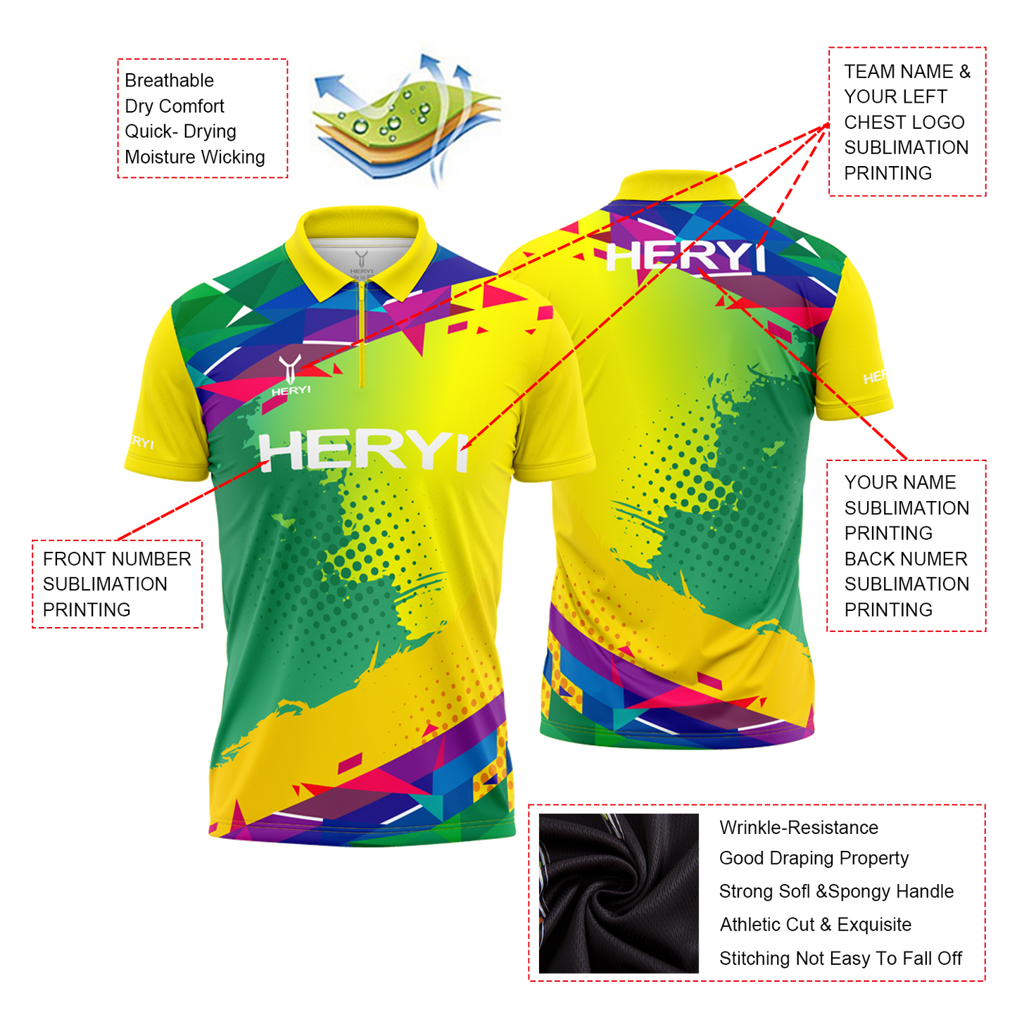 Custom logo Polyester Sublimated Quick Dry Sports Tennis Shirts Golf Polo Shirt