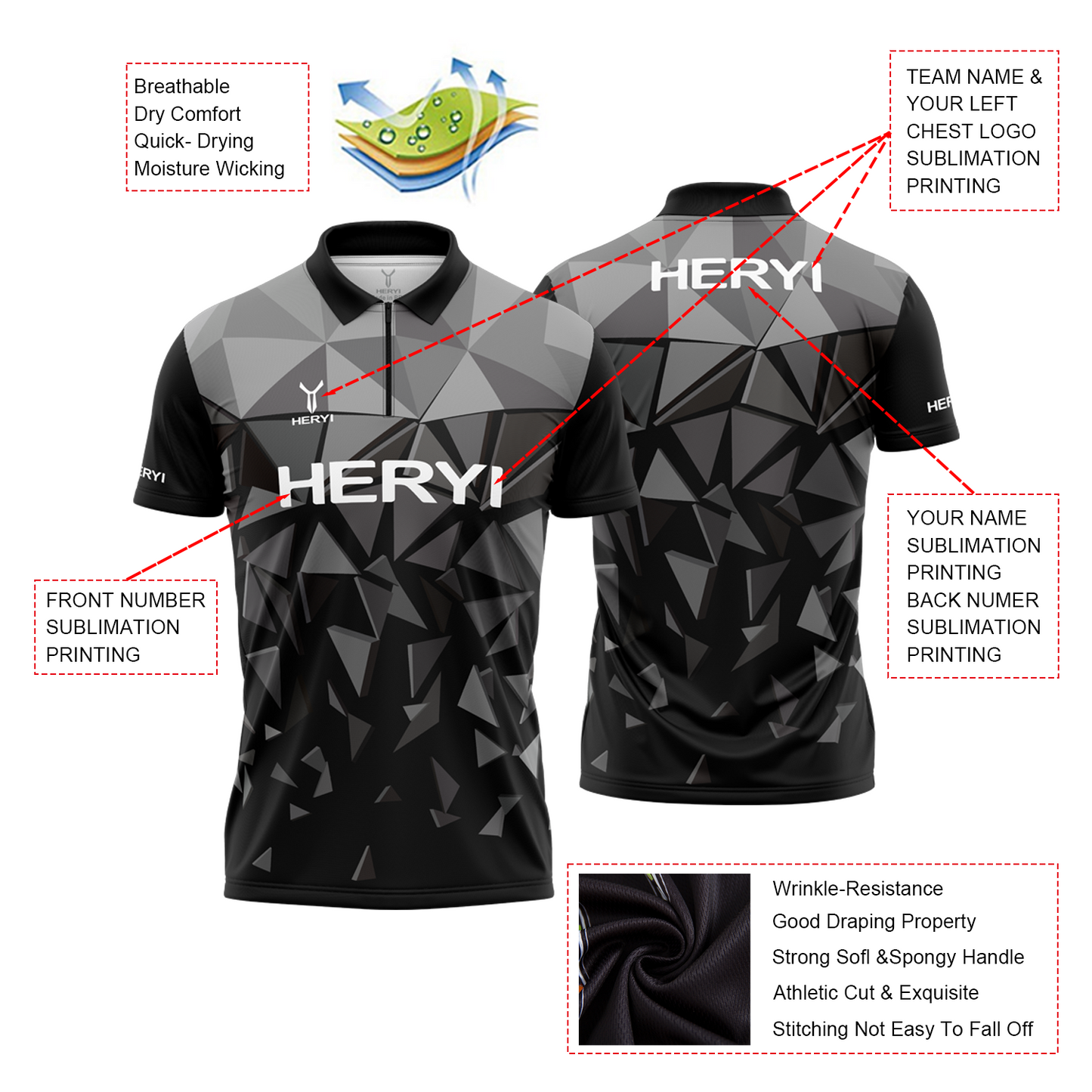 Custom All Over polo Shirt Printing Sport Running Athletic Mesh Moisture Wicking 100% Polyester Sublimation Polo Shirt