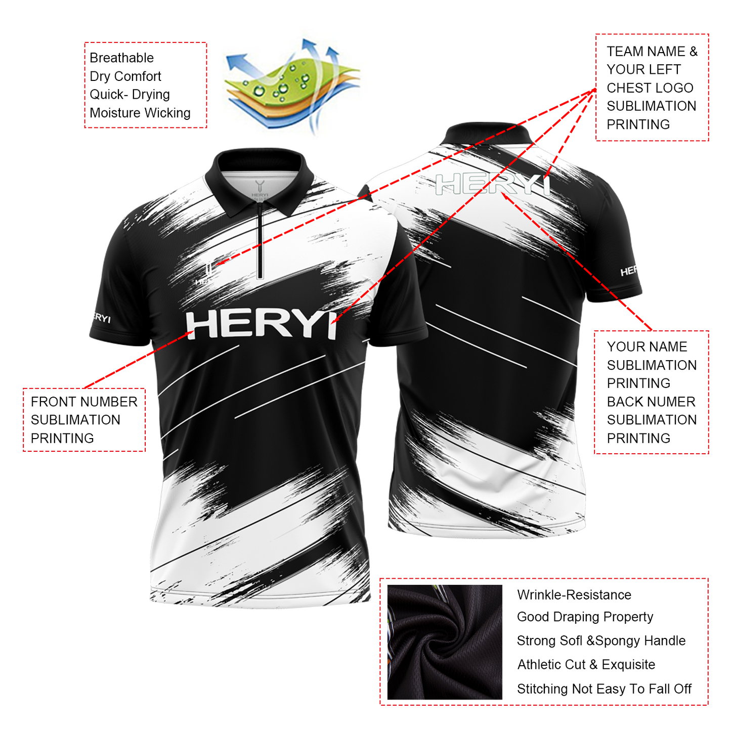Custom Black White Polo Shirt