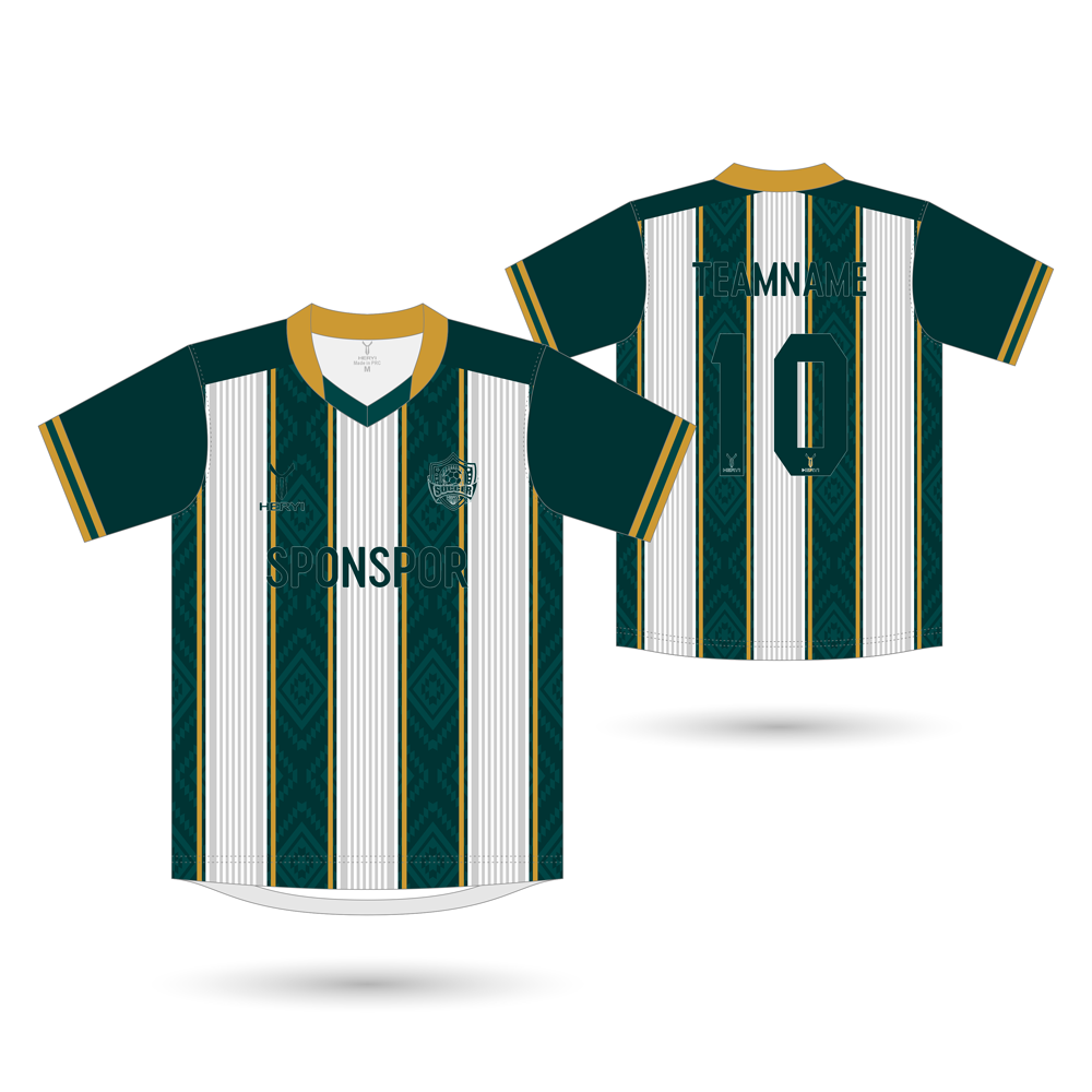 Premium Green & White Striped Kit | Tribal Gold Pattern Supplier