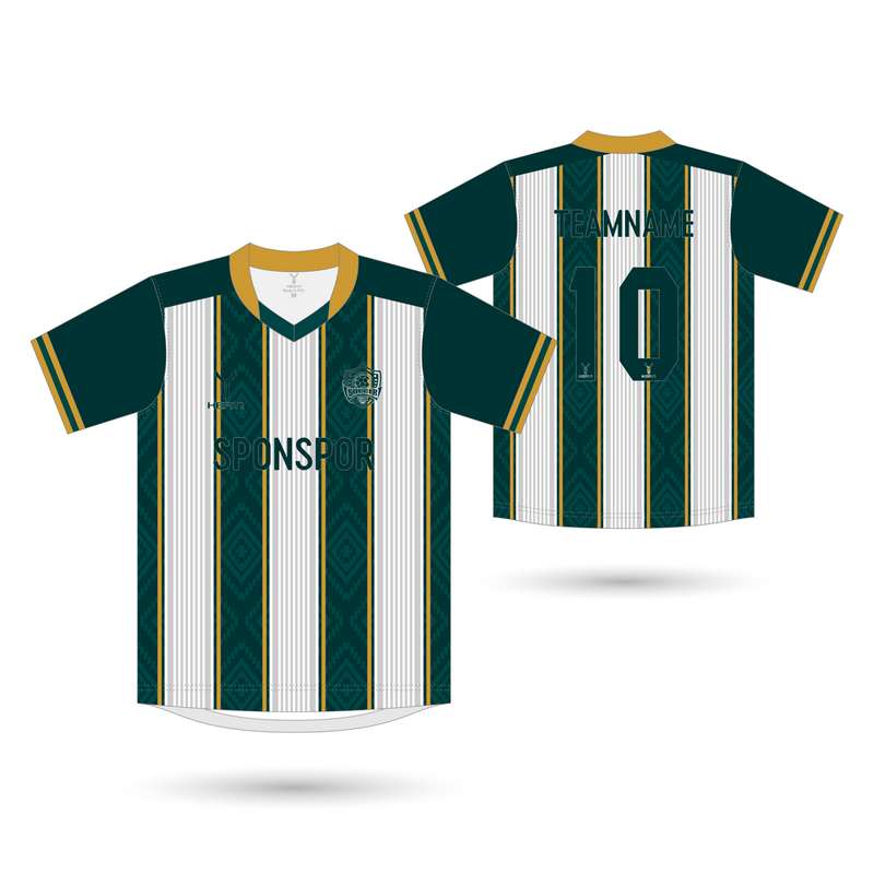 Premium Green & White Striped Kit | Tribal Gold Pattern Supplier