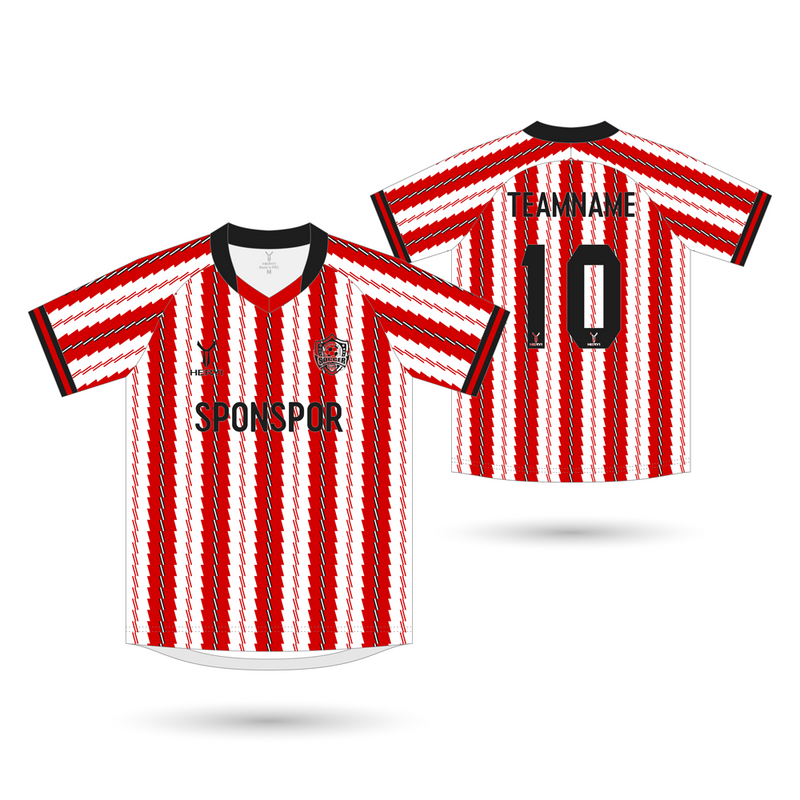 Red & White Striped Soccer Jersey Manufacturer | Rope Texture Design
