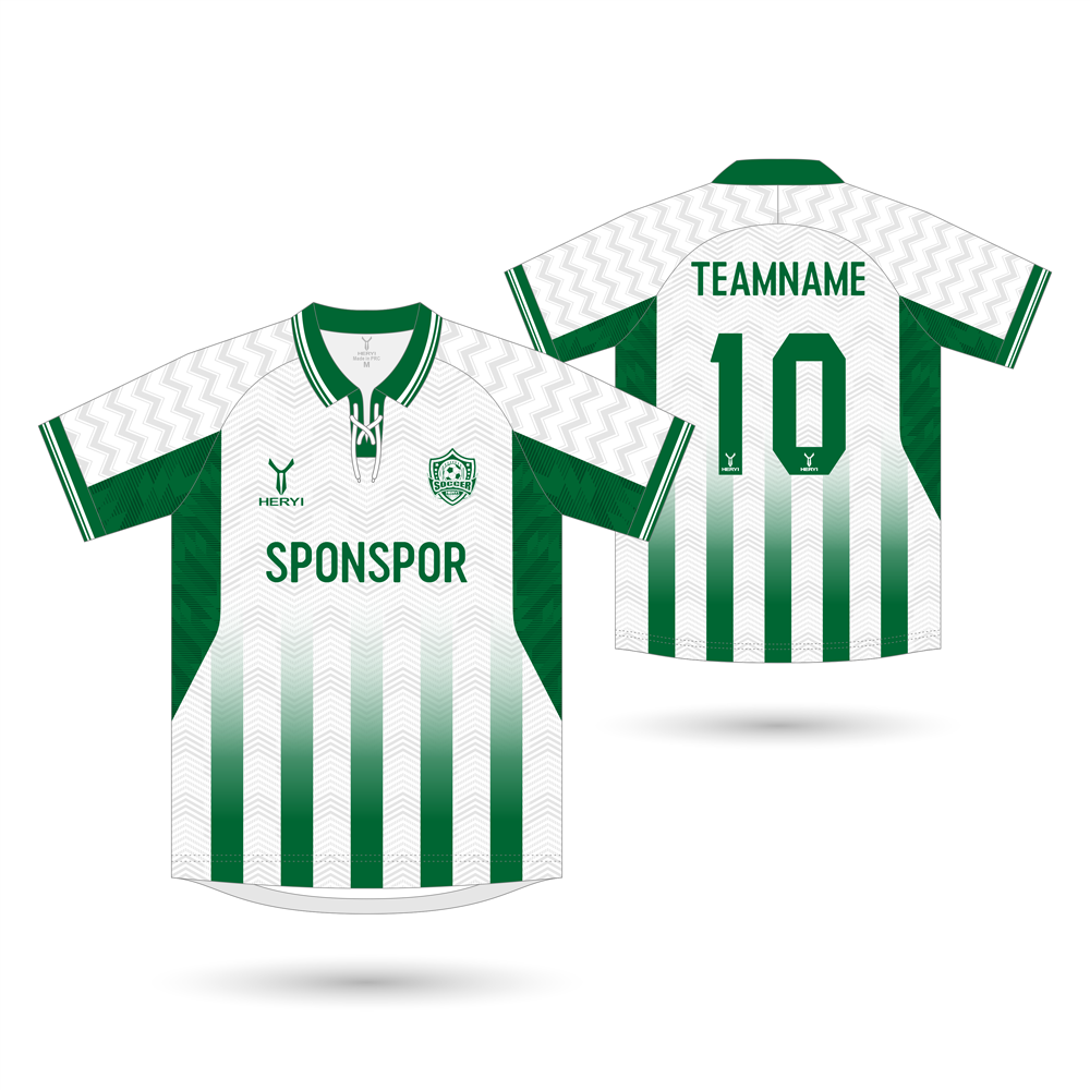 Vintage Lace-Up Green Gradient Soccer Jersey | Custom Chevron Fade