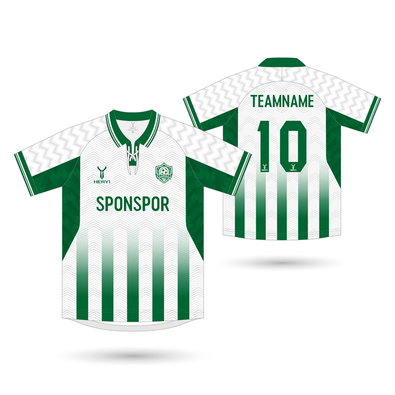 Vintage Lace-Up Green Gradient Soccer Jersey | Custom Chevron Fade