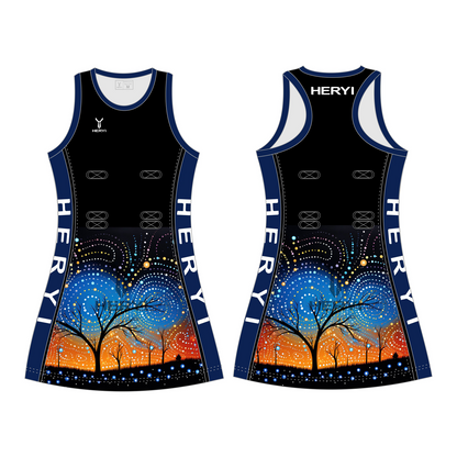 Customized black aborigines netball dress