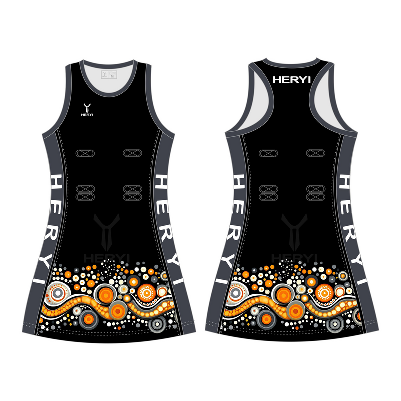 Customized black aborigines netball dress