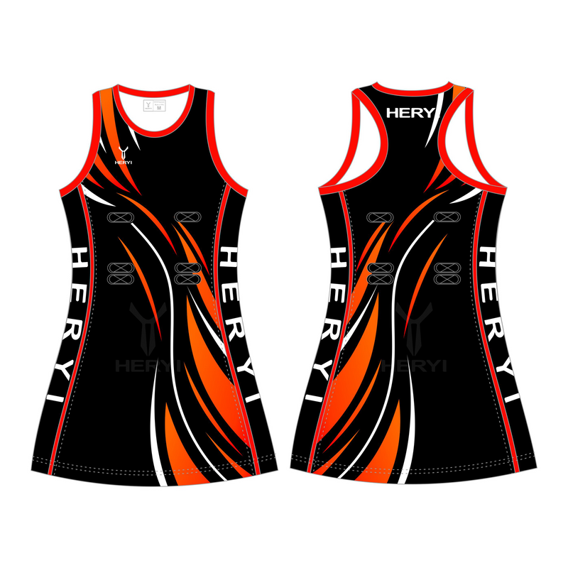 Custom black purple netball dress