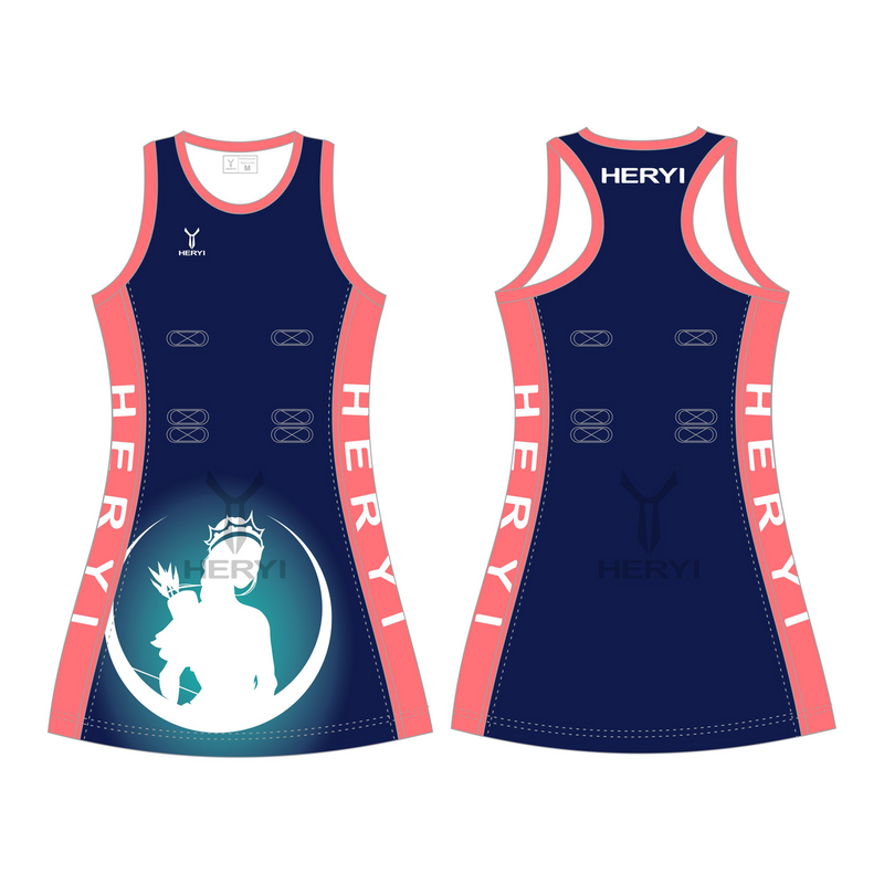Customized blue pink netball dress