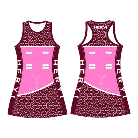 Custom pink red netball dress